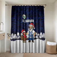 El Salvador Christmas Bathroom Set with Santa Claus Turkey Fireworks Palm Trees and National Emblem Design - Wonder Print Shop