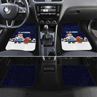 El Salvador Christmas Car Mats with Santa Claus Turkey Fireworks Palm Trees and National Emblem Design - Wonder Print Shop