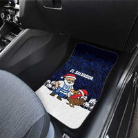 El Salvador Christmas Car Mats with Santa Claus Turkey Fireworks Palm Trees and National Emblem Design - Wonder Print Shop