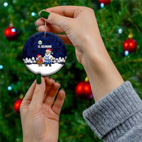 El Salvador Christmas Ceramic Ornament with Santa Claus Turkey Fireworks Palm Trees and National Emblem Design - Wonder Print Shop