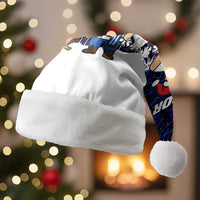 El Salvador Christmas Santa Hat with Santa Claus Turkey Fireworks Palm Trees and National Emblem Design - Wonder Print Shop