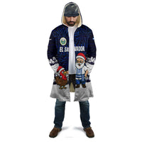 El Salvador Christmas Cloak with Santa Claus Turkey Fireworks Palm Trees and National Emblem Design - Wonder Print Shop