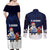 El Salvador Christmas Couples Matching Off Shoulder Maxi Dress and Long Sleeve Button Shirt with Santa Claus Turkey Fireworks Palm Trees and National Emblem Design - Wonder Print Shop