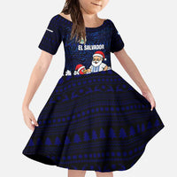 El Salvador Christmas Family Matching Off Shoulder Maxi Dress and Hawaiian Shirt with Santa Claus Turkey Fireworks Palm Trees and National Emblem Design - Wonder Print Shop