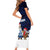 El Salvador Christmas Family Matching Short Sleeve Bodycon Dress and Hawaiian Shirt with Santa Claus Turkey Fireworks Palm Trees and National Emblem Design - Wonder Print Shop
