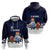 El Salvador Christmas Hoodie with Santa Claus Turkey Fireworks Palm Trees and National Emblem Design - Wonder Print Shop