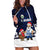 El Salvador Christmas Hoodie Dress with Santa Claus Turkey Fireworks Palm Trees and National Emblem Design - Wonder Print Shop