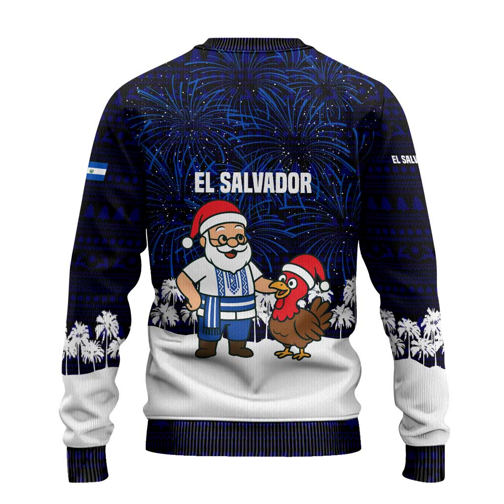 El Salvador Christmas Ugly Christmas Sweater with Santa Claus Turkey Fireworks Palm Trees and National Emblem Design - Wonder Print Shop