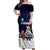 El Salvador Christmas Off Shoulder Maxi Dress with Santa Claus Turkey Fireworks Palm Trees and National Emblem Design - Wonder Print Shop