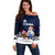 El Salvador Christmas Off Shoulder Sweater with Santa Claus Turkey Fireworks Palm Trees and National Emblem Design - Wonder Print Shop