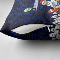 El Salvador Christmas Pillow Cover with Santa Claus Turkey Fireworks Palm Trees and National Emblem Design - Wonder Print Shop