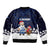 El Salvador Christmas Sleeve Zip Bomber Jacket with Santa Claus Turkey Fireworks Palm Trees and National Emblem Design - Wonder Print Shop