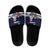 El Salvador Christmas Slide Sandals with Santa Claus Turkey Fireworks Palm Trees and National Emblem Design - Wonder Print Shop