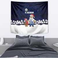El Salvador Christmas Tapestry with Santa Claus Turkey Fireworks Palm Trees and National Emblem Design - Wonder Print Shop