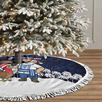 El Salvador Christmas Tree Skirt with Santa Claus Turkey Fireworks Palm Trees and National Emblem Design - Wonder Print Shop