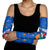 El Salvador Christmas Arm Sleeves with Santa Hat Motmot Bird Traditional Foods and Blue Festive Pattern Design - Wonder Print Shop
