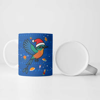 El Salvador Christmas Ceramic Mug with Santa Hat Motmot Bird Traditional Foods and Blue Festive Pattern Design - Wonder Print Shop