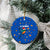 El Salvador Christmas Ceramic Ornament with Santa Hat Motmot Bird Traditional Foods and Blue Festive Pattern Design - Wonder Print Shop