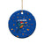 El Salvador Christmas Ceramic Ornament with Santa Hat Motmot Bird Traditional Foods and Blue Festive Pattern Design - Wonder Print Shop