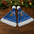 El Salvador Christmas Santa Hat with Santa Hat Motmot Bird Traditional Foods and Blue Festive Pattern Design - Wonder Print Shop