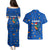 El Salvador Christmas Couples Matching Puletasi and Hawaiian Shirt with Santa Hat Motmot Bird Traditional Foods and Blue Festive Pattern Design - Wonder Print Shop