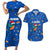 El Salvador Christmas Couples Matching Short Sleeve Bodycon Dress and Hawaiian Shirt with Santa Hat Motmot Bird Traditional Foods and Blue Festive Pattern Design - Wonder Print Shop