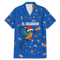 El Salvador Christmas Family Matching Mermaid Dress and Hawaiian Shirt with Santa Hat Motmot Bird Traditional Foods and Blue Festive Pattern Design - Wonder Print Shop