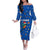 El Salvador Christmas Family Matching Off The Shoulder Long Sleeve Dress and Hawaiian Shirt with Santa Hat Motmot Bird Traditional Foods and Blue Festive Pattern Design - Wonder Print Shop