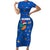 El Salvador Christmas Family Matching Short Sleeve Bodycon Dress and Hawaiian Shirt with Santa Hat Motmot Bird Traditional Foods and Blue Festive Pattern Design - Wonder Print Shop