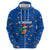 El Salvador Christmas Hoodie with Santa Hat Motmot Bird Traditional Foods and Blue Festive Pattern Design - Wonder Print Shop