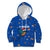 El Salvador Christmas Kid Hoodie with Santa Hat Motmot Bird Traditional Foods and Blue Festive Pattern Design - Wonder Print Shop