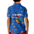 El Salvador Christmas Kid Polo Shirt with Santa Hat Motmot Bird Traditional Foods and Blue Festive Pattern Design - Wonder Print Shop