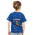 El Salvador Christmas Kid T Shirt with Santa Hat Motmot Bird Traditional Foods and Blue Festive Pattern Design - Wonder Print Shop