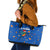El Salvador Christmas Leather Tote Bag with Santa Hat Motmot Bird Traditional Foods and Blue Festive Pattern Design - Wonder Print Shop