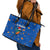 El Salvador Christmas Leather Tote Bag with Santa Hat Motmot Bird Traditional Foods and Blue Festive Pattern Design - Wonder Print Shop