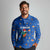 El Salvador Christmas Long Sleeve Polo Shirt with Santa Hat Motmot Bird Traditional Foods and Blue Festive Pattern Design - Wonder Print Shop