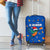El Salvador Christmas Luggage Cover with Santa Hat Motmot Bird Traditional Foods and Blue Festive Pattern Design - Wonder Print Shop