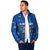 El Salvador Christmas Padded Jacket with Santa Hat Motmot Bird Traditional Foods and Blue Festive Pattern Design - Wonder Print Shop