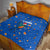 El Salvador Christmas Quilt with Santa Hat Motmot Bird Traditional Foods and Blue Festive Pattern Design - Wonder Print Shop
