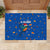 El Salvador Christmas Rubber Doormat with Santa Hat Motmot Bird Traditional Foods and Blue Festive Pattern Design - Wonder Print Shop