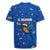 El Salvador Christmas Rugby Jersey with Santa Hat Motmot Bird Traditional Foods and Blue Festive Pattern Design - Wonder Print Shop