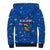 El Salvador Christmas Sherpa Hoodie with Santa Hat Motmot Bird Traditional Foods and Blue Festive Pattern Design - Wonder Print Shop