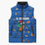 El Salvador Christmas Sleeveless Puffer Jacket with Santa Hat Motmot Bird Traditional Foods and Blue Festive Pattern Design - Wonder Print Shop
