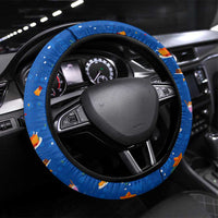 El Salvador Christmas Steering Wheel Cover with Santa Hat Motmot Bird Traditional Foods and Blue Festive Pattern Design - Wonder Print Shop