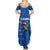 El Salvador Christmas Summer Maxi Dress with Santa Hat Motmot Bird Traditional Foods and Blue Festive Pattern Design - Wonder Print Shop
