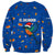 El Salvador Christmas Sweatshirt with Santa Hat Motmot Bird Traditional Foods and Blue Festive Pattern Design - Wonder Print Shop