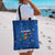 El Salvador Christmas Tote Bag with Santa Hat Motmot Bird Traditional Foods and Blue Festive Pattern Design - Wonder Print Shop