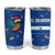 El Salvador Christmas Tumbler Cup with Santa Hat Motmot Bird Traditional Foods and Blue Festive Pattern Design - Wonder Print Shop