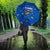 El Salvador Christmas Umbrella with Santa Hat Motmot Bird Traditional Foods and Blue Festive Pattern Design - Wonder Print Shop