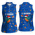 El Salvador Christmas Women Sleeveless Polo Shirt with Santa Hat Motmot Bird Traditional Foods and Blue Festive Pattern Design - Wonder Print Shop